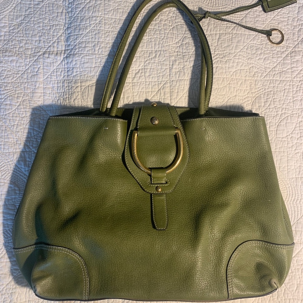 Dolce and Gabbana green leather large bag